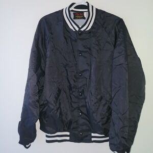 Vintage Pla-Jac By Dunbrooke Satin Full Zip Jacket Men's Size XL 48-50 Black